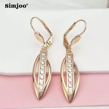 SIMJOO Винтажные модные серьги из розового золота 585 пробы, женские серьги-гвоздики