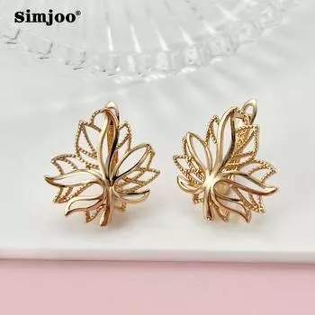 SIMJOO винтажные геометрические серьги в виде листьев, темпераментные серьги цвета розового золота, ювелирные изделия высокого качества