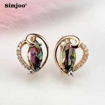 SIMJOO Женские модные серьги с цирконом из розового золота
