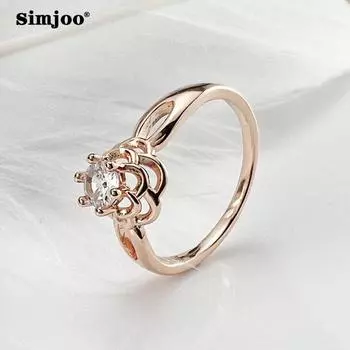 SIMJOO женское кольцо из розового золота с цирконием и розой, модный гламурный браслет 6