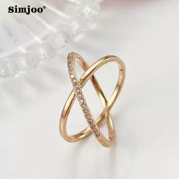 SIMJOO Женское кольцо с двойным кругом и цирконом в индивидуальном дизайне 6