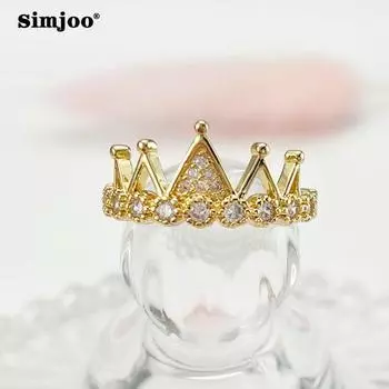 SIMJOO Женское модное кольцо с геометрическим узором в виде короны open