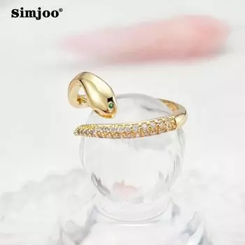 SIMJOO Женское модное кольцо со змеей и цирконом