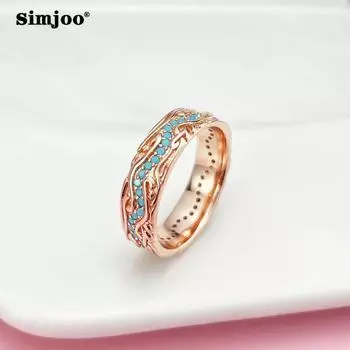 SIMJOO Женское модное кольцо высокого класса из розового золота 7