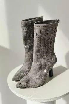 Simley Замшевые Женские Сапоги Серые