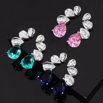 Симметричная серьга-гвоздик Royal Blue Row Diamond Water Drop Silver S925, высококачественный дизайн, знаменитость, новинка