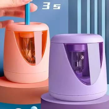 Симпатичная автоматическая точилка для карандашей для детей и школьников, электрическая точилка для карандашей, полностью автоматическая, с батарейным питанием, в виде роликового карандаша без батареи синий