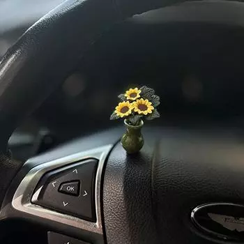 Симпатичная автомобильная мини-ваза с подсолнухами, украшение для интерьера, украшение центральной консоли, автоукрашения, керамика для автомобиля, подарки, аксессуары