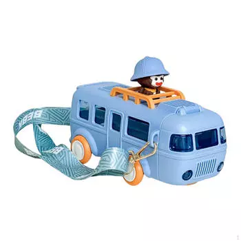 Симпатичная бутылка для воды в форме автобуса с плечевым ремнем, бутылки для девочек, чашка для школы кемпинга синий