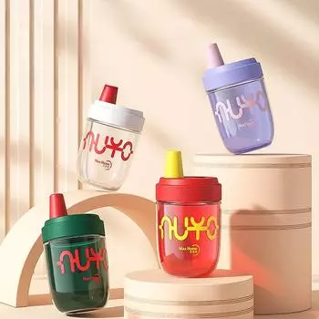 Симпатичная чашка для кофе или чая для девочек с толстой соломенной чашкой, портативный повседневный стакан Chuchu 450ml