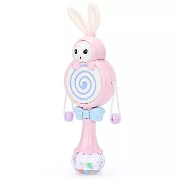 Симпатичная детская игрушка-погремушка-барабан может кусать развивающие игрушки с музыкой розовый