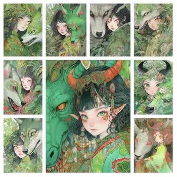 Симпатичная девочка 5D алмазная живопись мозаика мультфильм животное корова волк вышивка крестом ручная работа украшение для дома детский подарок Full Round 20x30CM