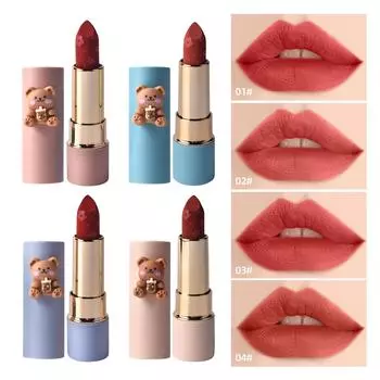 Симпатичная форма, сладкий поцелуй, молочный чай, медведь, бархатная помада, водостойкая, долговечная, для макияжа губ, 3,8 г