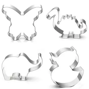 Симпатичная форма животного для резки печенья, форма для выпечки печенья из нержавеющей стали, инструмент 9 серебряный