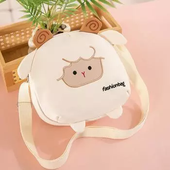 Симпатичная холщовая сумка из ягненка, женская иностранная универсальная повседневная сумка через плечо, симпатичная сумка-мессенджер с рисунком белый