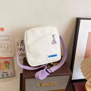 Симпатичная холщовая сумка, женская сумка, новинка 2024 года, универсальная сумка через плечо для телефона, сумка через плечо для девочек чёрный