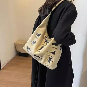 Симпатичная холщовая сумка женская сумка-тоут большой емкости для студентов колледжа, занятий, поездок на работу, отдыха, универсальная сумка через плечо хаки