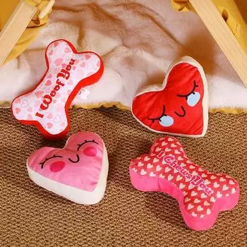 Симпатичная игрушка для собак в форме костяного сердца, скрипучие плюшевые игрушки для домашних животных, устойчивые к жеванию, для игр и комфорта