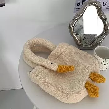 Симпатичная искусственная плюшевая овечка с лебедем, вместительная женская плюшевая сумка для студентки