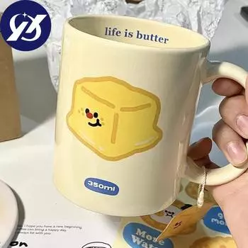 Симпатичная керамическая кружка со сливочным сыром, подарок подруге, молочная кружка, студенческое общежитие 350ml