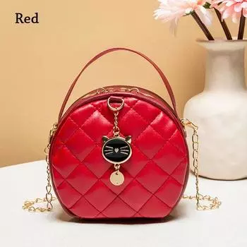 Симпатичная Кошка Простая Сумка-мессенджер для женщин Круглые сумки Сумки через плечо с цепочкой для женщин