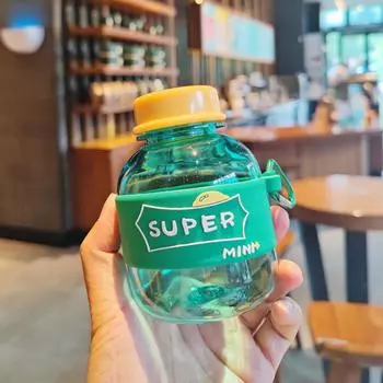 Симпатичная креативная бутылка для протеина, мини-портативный брелок-стрелок, стеклянная бутылка для фитнеса, спорта, бутылки для воды, детская чашка оранжевый