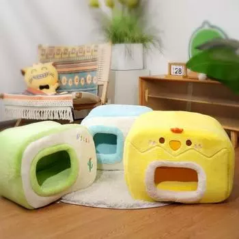 Симпатичная кровать для кошек в пещере, успокаивающая, уютная, мягкая кошачья хижина, портативная, не деформирующаяся, кровать для домашних животных, маленькие кошачьи домики со съемной моющейся мягкой подушкой для домашних кошек L жёлтый