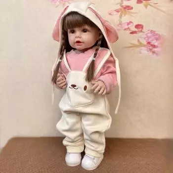 Симпатичная кукла Doudou Reborn для маленьких девочек, игрушка 55 см, полностью виниловое тело, кукла для новорожденных, может ванна, игрушка для душа для малышей, детские куклы, детский новогодний фестиваль, рождественские подарки 55CM