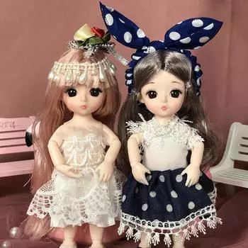 Симпатичная кукла принцессы 17 см с одеждой, 13 суставов, Ob11, игрушки для девочек, подарок «сделай сам»