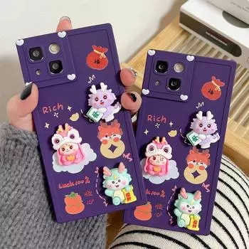 Симпатичная квадратная силиконовая задняя крышка с 3D динозавром для iPhone 11, 12, 13, 14, 15 Pro Max Plus, противоударные чехлы для телефонов «Разбогатеть», новинка для девочек iPhone 15 Pro Max