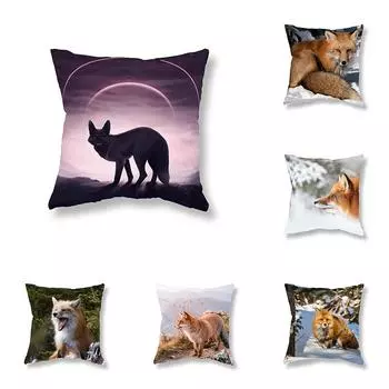 Симпатичная маленькая лисичка, наволочка с изображением животного, наволочка для дивана, автомобиля, декор, офисное игровое кресло, наволочка, домашний декор для комнаты 40x40cm