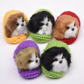 Симпатичная мини-кукла-симулятор животного, плюшевая игрушка для спящих собак со звуком для декора, подарки красный