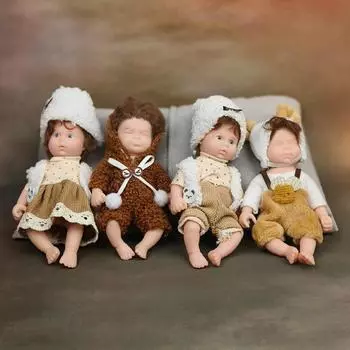 Симпатичная мини-твердая силиконовая кукла реборн всего тела, мягкая на ощупь, полные конечности, пружинистая кукла возрождения, реалистичные куклы для детей, детские праздничные подарки на день рождения doll+clothes