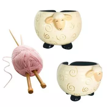 Симпатичная миска для пряжи панды с отверстием, вязаная крючком пряжа ручной работы, держатель для хранения шаров, органайзер, настольное керамическое украшение, аксессуары для вязания крючком B