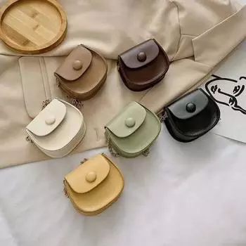 Симпатичная модная сумка через плечо для мальчиков для девочек, элегантная мини-сумка из искусственной кожи с цепочкой на ремне, сумка через плечо чёрный