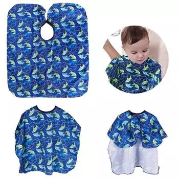 Симпатичная морская рыба, водонепроницаемый детский салон, накидка для стрижки волос, фартук, парикмахерские принадлежности синий