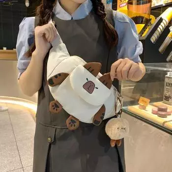 Симпатичная мультяшная нагрудная сумка для девочек, спортивная студенческая легкая сумка через плечо для женщин чёрный