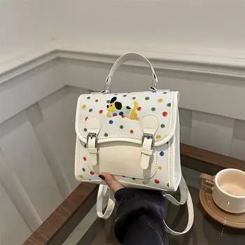 Симпатичная мультяшная женская сумка 2024 года, новая универсальная текстура, модный простой портативный рюкзак в стиле колледжа для поездок на работу белый