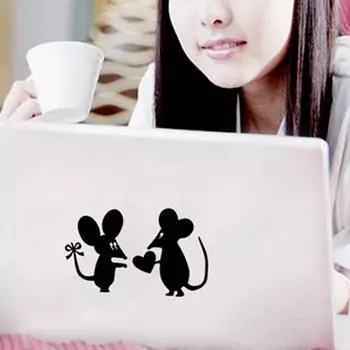 Симпатичная мышь, пара, сердце, любовь, настенная художественная наклейка, виниловая наклейка, наклейка на стену, декор One size