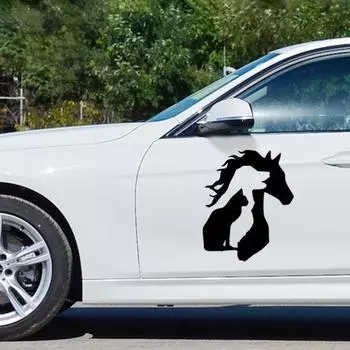 Симпатичная наклейка для лошади и собаки для кошки, наклейка для грузовика, ноутбука, мотоцикла, оконный бампер автомобиля