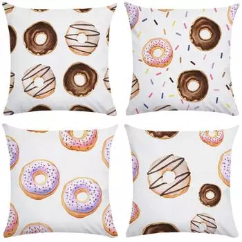 Симпатичная наволочка с пончиками, красочные макароны, домашний декор для спальни, современный интерьер, кровать, диван 40x40cm