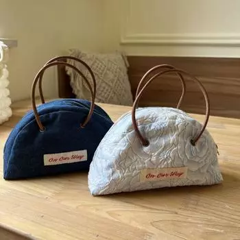 Симпатичная нишевая сумка в стиле ретро с полукруглым кожаным ремешком на молнии, сумка для хранения, студенческие джинсовые сумки с ручками сверху