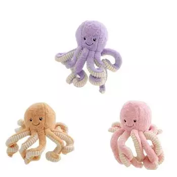 Симпатичная плюшевая игрушка-осьминог 18 см розовый