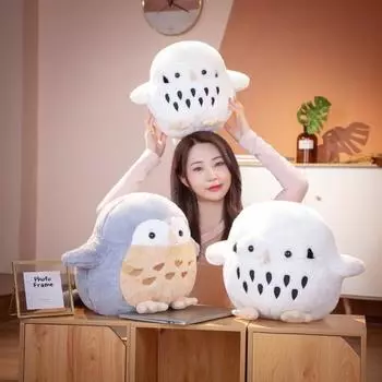 Симпатичная плюшевая кукла-животное, мягкая 3D-глаза, кукла-компаньон в виде совы, плюшевая подушка, украшение L белый