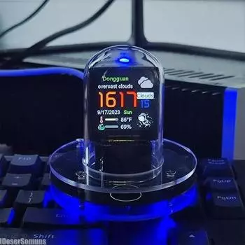 Симпатичная портативная смарт-метеостанция Wi-Fi с дисплеем погоды, температуры, влажности, времени, будильника, украшения рабочего стола чёрный