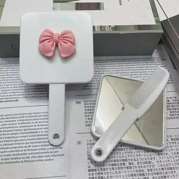 Симпатичная расческа-бабочка с зеркалом, квадратное ручное зеркало, массажный инструмент для волос, дорожная щетка для волос, массажный инструмент для укладки белый