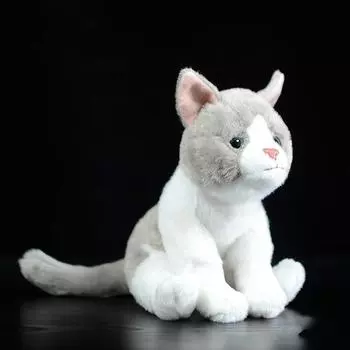 Симпатичная серая плюшевая кукла, имитирующая животное, кошку, плюшевая игрушка, комфортные игрушки