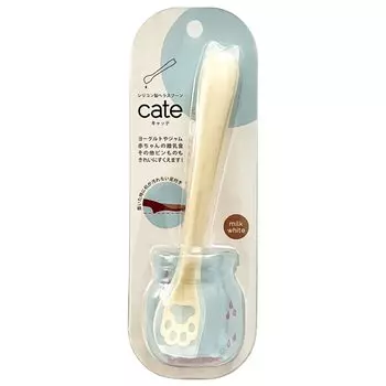 Симпатичная силиконовая ложка с рисунком кошки (молочно-белый)