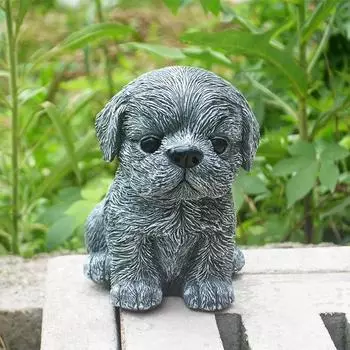 Статуя Садовое украшение Статуя французского бульдога Изделия из смолы Скульптура собаки Двор Газон Двор Домашнее украшение