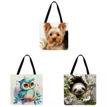 Симпатичная собака с принтом на плече Сумка для покупок Повседневная большая сумка-тоут (40 * 40 см)